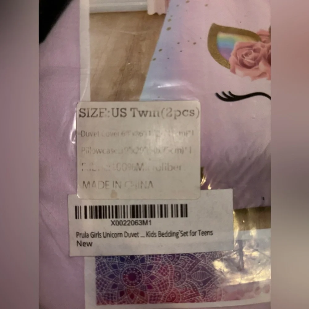 Pastel Unicorn 2 Piece Duvet Bed Set Twin Size New